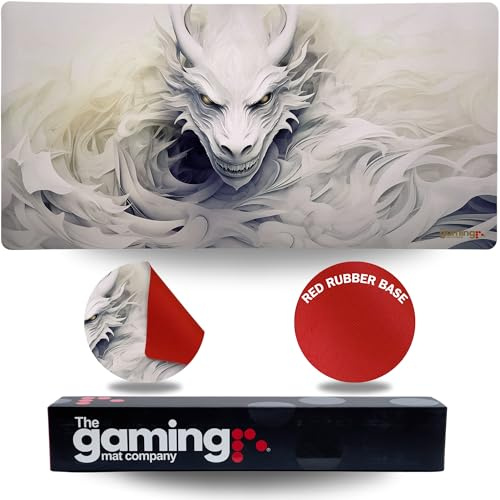 La Gaming Mat Company Tapis MTG pour Joueur Unique & Tapis de Souris - 28 x 14, White Dragon, Compatible avec Magic: The Gathering et YU-Gi-Oh, Grand Tapis de Souris