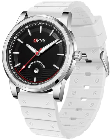OFNS Herren-Quarzuhren, Sport-Analoguhr, Militär-Uhren für Herren, 5 ATM wasserdicht, Outdoor-Armbanduhr mit Silikonband, Geschenke für Männer