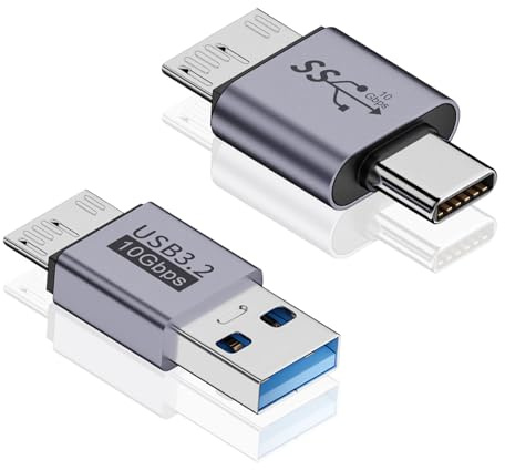 Maxhood USB to Micro B Adapter Kit, USB C to Micro B Adapter + USB A to Micro B Adapter, 10Gbps Micro B Male to USB 3.2 Male Adapter for Hard Drive Cable, USB 3.0 External Portable SSD HDD