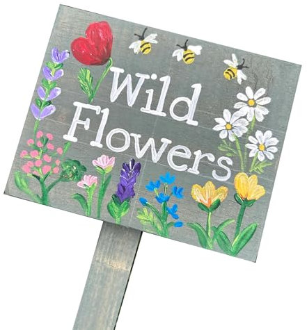 Personalised Wild Flowers Garden Plaque, Planter Sign, Allotment Sign & Stake, Gardeners Gift, In Memory, Mum’s Garden, Plot Marker
