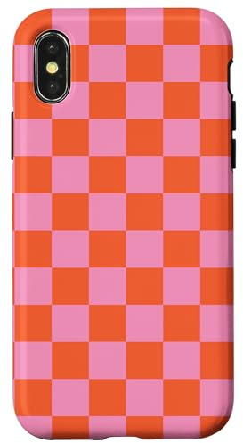 Orange & Pink kariertes Quadrat Hülle für iPhone X/XS
