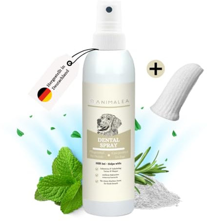 Animalea – TESTURTEIL SEHR GUT 12/24 Dentalspray für Hunde & Katzen -150 ml Jahresvorrat – 100% natürlich, effektiv gegen Zahnstein, Mundgeruch - zur Zahnreinigung, frischer Atem