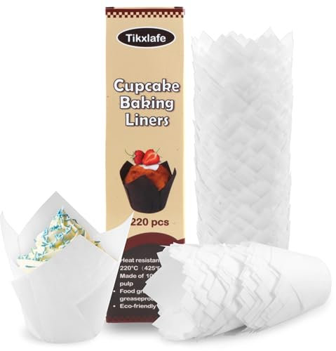 220 Stück Muffinförmchen Papier, Muffins Papierförmchen, Cupcake Förmchen Muffin Backform Papier, Tulpe muffinförmchen hochzeit Papier, Cupcake Wrappers Backförmchen Papier