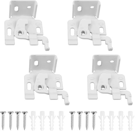 INCREWAY Staffe di fissaggio per tende a pacchetto, 4 pezzi, fissaggio con design girevole, tende veneziane, telaio di montaggio, fibbia per fissaggio superiore o frontale (bianco)