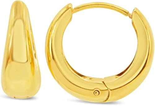 ARS-ARGENTI Creolen Ohrringe Damen Mädchen Sterling Silber 925 Gold 18K - hypoallergen (Klassische Must-have Creolen LYDIA Edelstahl 18K vergoldet 18x6mm)