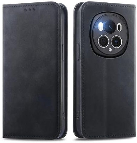 Cracedily Coque pour Honor Magic 6 Pro Pochette, Etui Protection Housse Premium en Cuir PU, Etui à Rabat Pochette de Portefeuille Étui pour Honor Magic 6 Pro Case, Noir