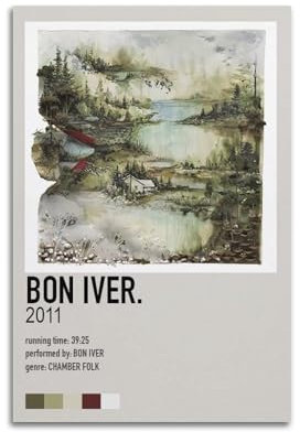 MHUYGGU Bon Iver Album-Poster, dekoratives Leinwandposter, Wandkunst, Dekor, Wohnen, modern, Familienschlafzimmer, Dekoration, Poster, 30 x 45 cm, ungerahmter Stil