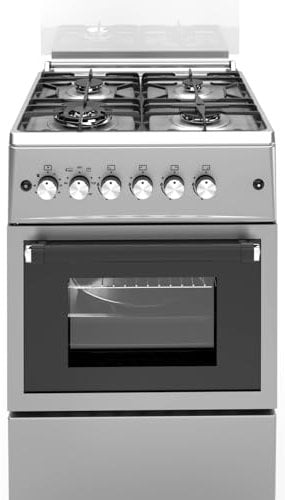 ALPHA Cuisinière à gaz VuLCANO LUX-60 Inox. Allumage automatique, Wok, ventilateur et minuteur. *Haut de gamme*
