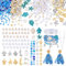 PH PandaHall 3590pcs Ozean Schmuck machen Kit, 4mm Blau Glas Seed Perlen Buchstaben-Perlen Seestern Schildkröte Muschel Charms Stern Herz Runde Perlen für Armband Halskette Schmuck machen