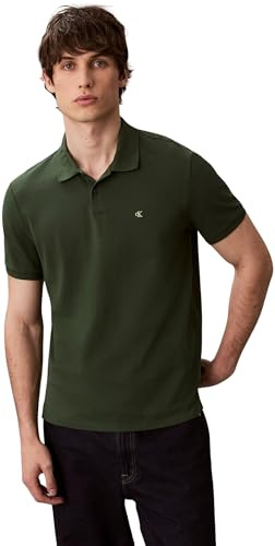 Calvin Klein Herren Poloshirt Kurzarm Monogram Pique aus Baumwolle, Grün (Sycamore), XL