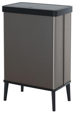 Curver Keter Verto Selective Collection Waste Bin, Press-On Lid, Double Compartment, Elegant Design, Recyclable, Ideal for Bathroom, Living Room or Office, 54 Litres, Pearl Grey