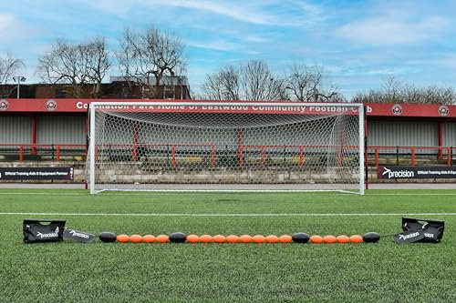 Precision GK Ball Deflector Reactor Line, Pro Torwart Reflex Trainingsgerät, 3,6 m Bungee Cord Deflection 20 Floats System mit Tragetasche und Ankern, Schwarz/Fluo Orange