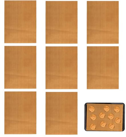 8 Sheets Teflon Sheet, Baking Sheets for Oven Non Stick, Reusable Silicone Baking Sheet Tray Liner, Non-Stick Oven Liners, Easy to Clean, Baking Tray Liner for Bread, Biscuits, Meat, Pastries