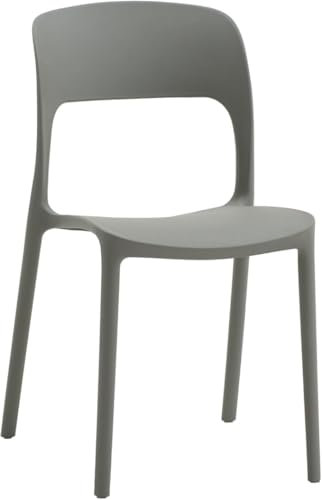 Generico Gorica Set 4 Stück Stuhl Toronto aus Polypropylen, stapelbar, Farbe Dunkelgrau, Modell Komfort, für den Innen- und Außenbereich