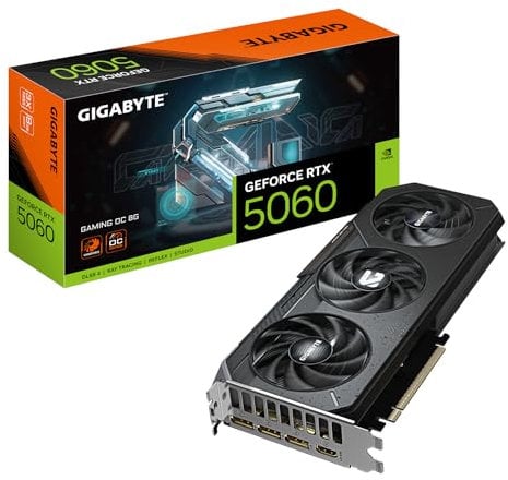 Gigabyte GeForce RTX 5060 GAMING OC 8G Scheda Grafica - 8GB GDDR7, 128bit, PCI-E 5.0, 2595 MHz Frequenza core, 3 x DisplayPort, 1 x HDMI, GV-N5060GAMING OC-8GD