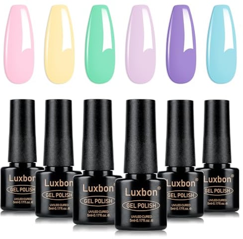 Luxbon 6 pz Smalto Gel Semipermanente Set Macaron Vibrante Colore | Lunga Durata Estate Smalto Semipermanente, uv led Soak Off Nail Art Designs Manicure Kit 018