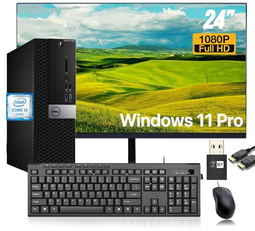 Dell Optiplex 7050 SFF Ordinateur de bureau avec écran 24 Intel Core i5-6600, 16 Go de RAM, SSD 512 Go, WiFi, Bluetooth, clavier américain, Windows 11 Pro (reconditionné)