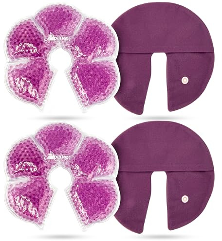 SURGICALMED - Kühlpads Brust Stillen - Postpartum - Lila - Kalt Warm Kompressen für die Brust + 2 Bezüge - Ungiftiges Gel - Für Mikrowelle oder Gefrierschrank - Stimulierend beim Stillen & Abpumpen