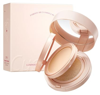 Air Cushion BB Cream, 2in1 Double Layer Cushion Foundation, Oil-Control Setting Powder, Concealer Full Coverage, Long-Lasting and Even For All Skin Types, Color Changing Foundation (Natural Color)