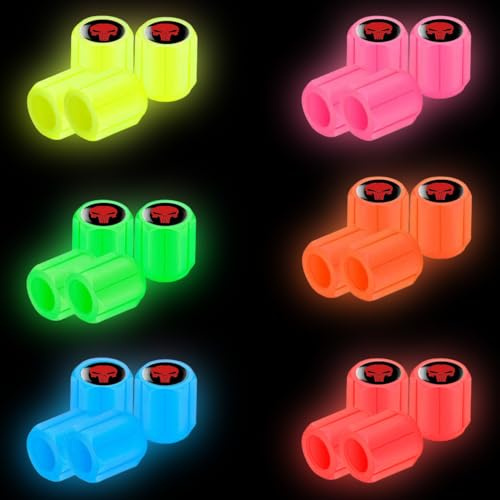 BAHME 24 Pcs ventilkappen auto, Auto Leuchtende Ventilkappen Auto, Universelle Fluoreszierende Reifenventilkappen, Ventilschaftabdeckung Leuchtend, Auto-Reifen Ventilabdeckung für Auto Fahrrad