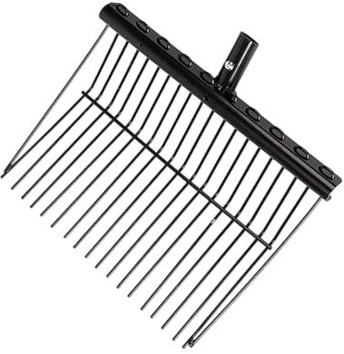Rustproof Heavy Duty Hay Pitches Fork Strong Construction Metal Horse Manures Rakes for Long Terms Performance Enduring for Cleaning and Hay Handling Replacement