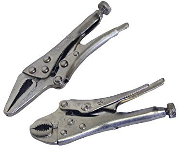 Grip 2 pc Mini Locking Pliers - Heat Treated Steel - Nickel Plated - Locking Plier/Long Nose Locking Plier - Intricate Repairs - Home, Garage, Workshop