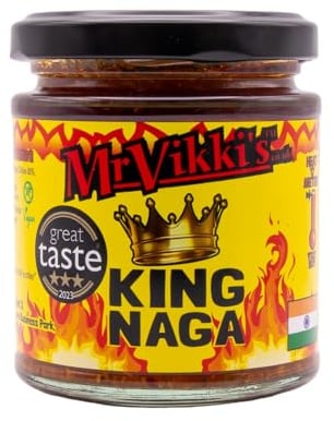 Mr Vikki’s King Naga - 185g Jar | Award-Winning Hot Chilli Pickle with Naga Chillies & Exotic Spices | Made in Cumbria