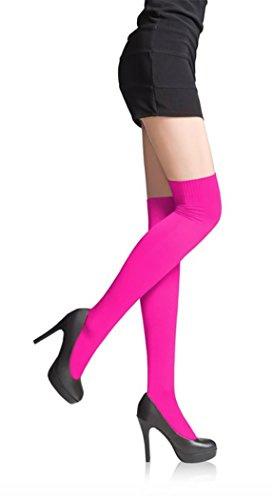 SENTELEGRI Calze sopra il ginocchio da donna, calze alte fino al ginocchio, 22 colori, rosa, Taglia unica