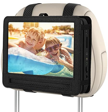 Support de fixation pour appuie-tête de voiture pour lecteur DVD portable pivotant et rabattable – Convient pour écran de 10 à 10,5
