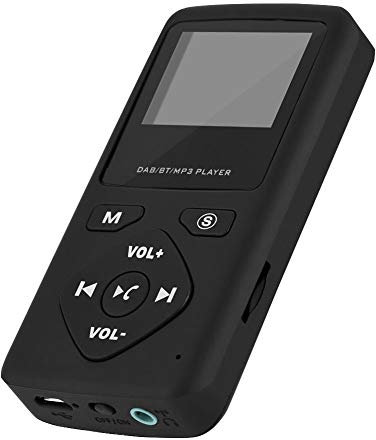 Lecteur MP3 Portable avec Radio FM Dab/Dab+, Lecteur de Musique Bluetooth avec 3.5mm Écouteur et Batterie Rechargeable 850mA Support TF Carte pour Marche/Course/Equitation etc