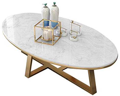 Couchtisch Beistelltische Kaffeetische Wohnzimmer-Tische Couchtisch Beistelltischee 80cm/100cm Ovale Marmor Couchtisch Beistelltische Wohnzimmer Weiß Modern l Moderner Wohnzimmertisch Beiste
