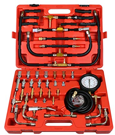 BELEY TU-443 Kit de Medidor de Presión de Inyección de Combustible del Motor, Presión Sistema de Inyección con Adaptador y 0-140PSI / 0-10Bar Gauge