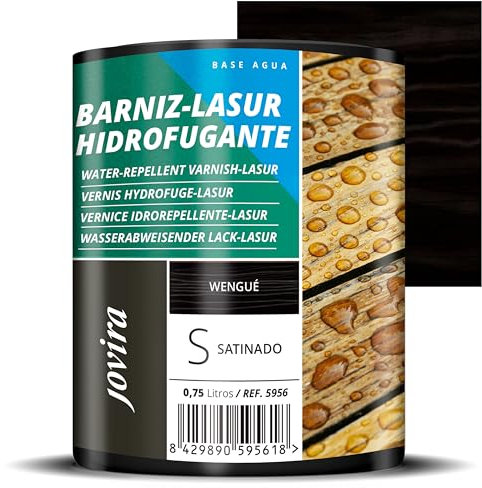 JOVIRA PINTURAS Wasserabweisende Holzschutzlasur, Satiniert auf Wasserbasis, schützt, dekoriert und verschönert alle Holzarten mit Perleffekt, stößt Wasser ab. (750 Milliliter, Wenge)
