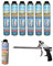 Dstock60 - Ensemble de 6 mousses expansives 750 Ml - 1 Pistolet - 1 Nettoyant mousse - Mousse polyuréthane professionnelle - Isole, colle et rebouche - Mousse pistolable - Extérieur et intérieur -