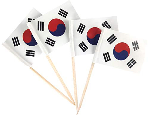 JBCD 200 Stück Südkorea-Flagge Zahnstocher Südkoreanische Flaggen Cupcake Topper Dekorationen Cocktail Zahnstocher Flagge Kuchen Topper Picks Mini Kleine Flagge Cupcake Picks Sticks