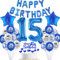 Blau Luftballon 15. Geburtstag Junge deko Folienballon 15 Tortendeko 15 Geburtstags Junge dekoration happy Birthday Girlande Banner Blau Geburtstagsdeko 15 jahre Junge Ballon deko 15. Geburtstag Junge