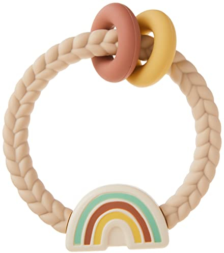 Itzy Ritzy, Ritzy Rassel Beißring aus Silikon mit Rassel, ab 3 Monaten, regenbogenneutral, 1 Beißring