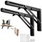 Barley Ears 2pcs 8 inch Folding Heavy Duty Metal Support Wall Mounted Floating Shelf Brackets for DIY Book Shelf Bracket Table Chair, Space-Saving