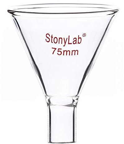 stonylab Glass Powder Funnel, Heavy Wall Borosilicate Glass Short Stem Funnel with 75 mm Top Diameter and 22 mm Stem Length