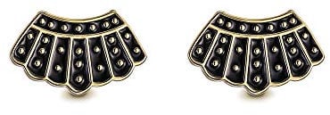 EVER FAITH RBG Dissent Collar Earrings 925 Sterling Silver Stud Jewelry Gifts for Women Fans of Ruth Bader Ginsburg Black Golden-Tone