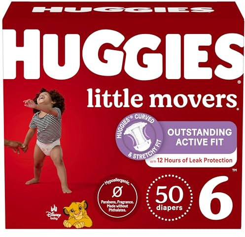 Baby Diapers Size 6, 50 Ct, Huggies Little Movers