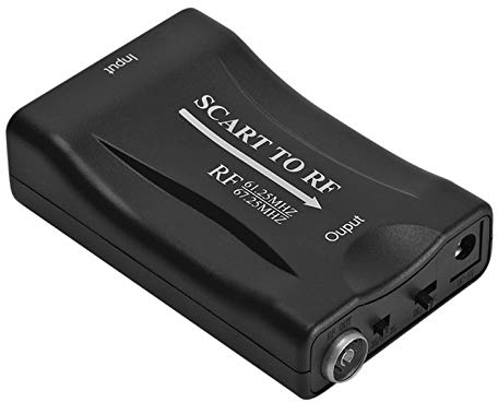 Queen.Y Convertisseur Péritel vers RF, 1080P SCART vers RF Adaptateur Vidéo Péritel vers RF avec Câble RF et Câble USB
