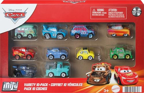 Mattel Disney und Pixar Cars Mini Racers 10er-Pack Sammlerfahrzeuge für Kinder und Sammler ab 3 Jahren, GRW27, [Mehrfarbig]
