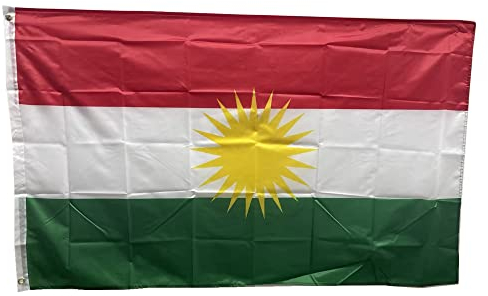 Stormflag Bandiera Kurdistan, 3 x 5 m, in poliestere 90 x 150 cm, con occhielli con doppio ago.