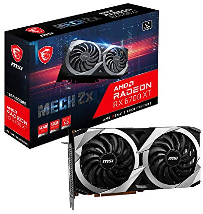MSI Gaming Radeon RX 6700 XT Carte Graphique 192 Bits GDDR6 DP/HDMI Dual Torx 3.0 Ventilateurs FreeSync DirectX 12 VR Ready (RX 6700 XT Mech 2X 12G)