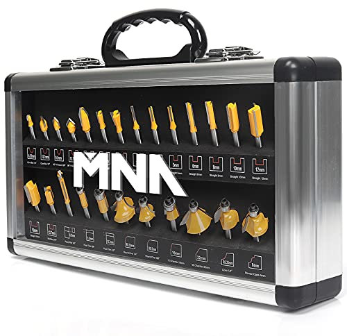 MNA Router Bit Set 25 Pieces 1/4 Inch, European Edition Router Bits Kit, Traditional Woodworking Tools, Aluminium Case