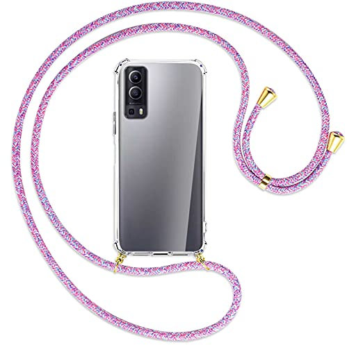 mtb more energy® Handykette kompatibel mit Vivo Y72 5G, vivo Y52 5G (6.58'') - Purple Unicorn/Gold - Smartphone Hülle zum Umhängen - Anti Shock Full TPU Case