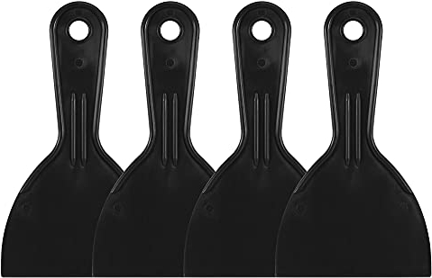 sourcing map Putty Scraper 4 ABS Plastic Spatula Drywall Patch Repair Spreader Wall Covering Smoother Black 4Pcs