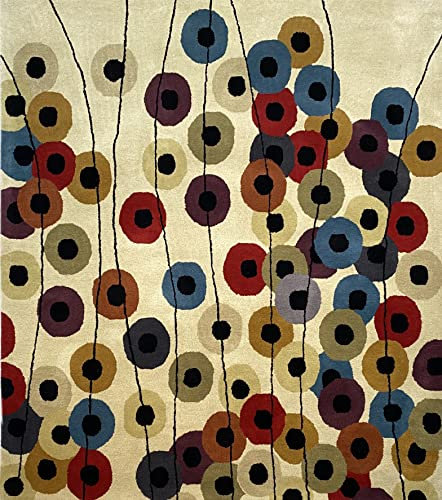 Bunt Beige Orientteppich 100% Wolle Teppich Handgewebt CD1 (200 x 200 cm)