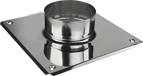 swettews Edelstahl Rauchrohr Ofenrohr Abgasrohre Kaminaufsatz Ofenknie Rosette Regenhut Rohr Bogen T-Stück Kaminhaube Grundplatte (DN 100 mm, Grundplatte)